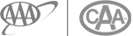 The image shows two logos: the first with "AAA" and an orbital design, the second with "CAA" in a circle.